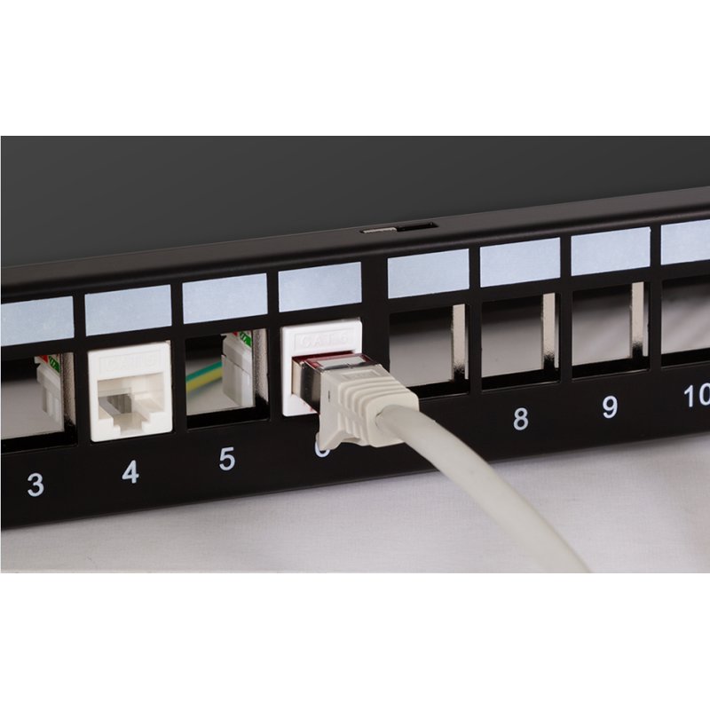 LogiLink Professional 19" modular keystone patch panel EconLine, 24 port, black, Cat.6A