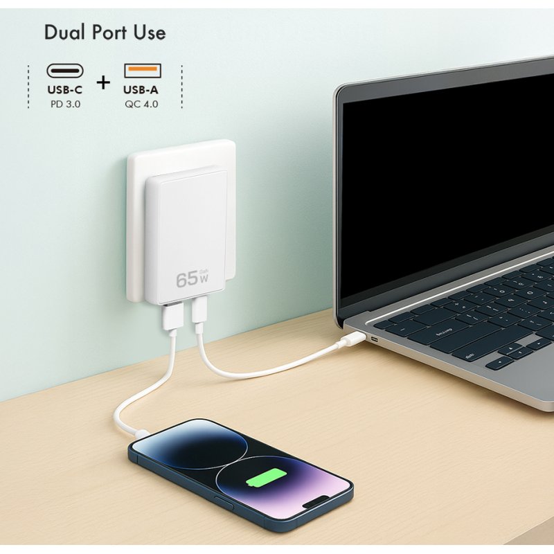 LogiLink USB-wandadapter, USB-A & USB-C, wit