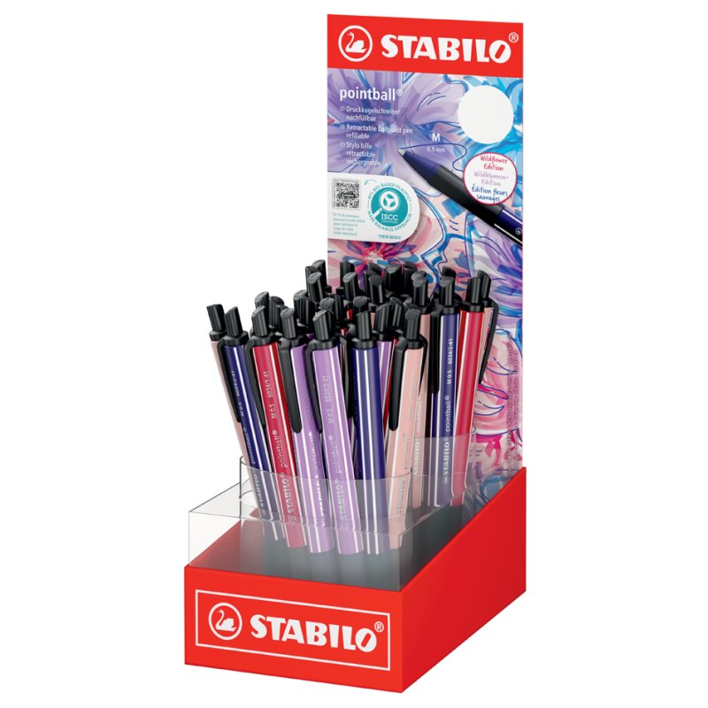 STABILO pointball NatureCOLORS Wildflower Edition rollerball pens, refillable, 38 pieces, 0.5 mm