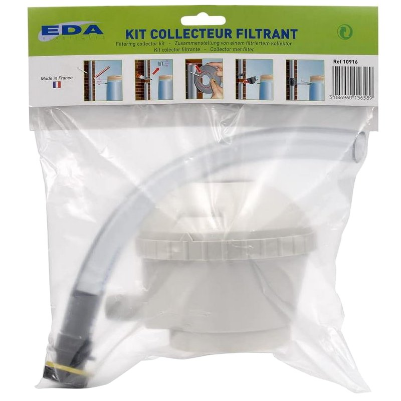EDA ensemble de récupération d'eau de pluie, avec filtre et trop-plein, gris