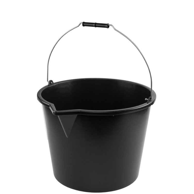 Bradas bouweimer, 16 liter, rond, met inhoudsschaal, zwart