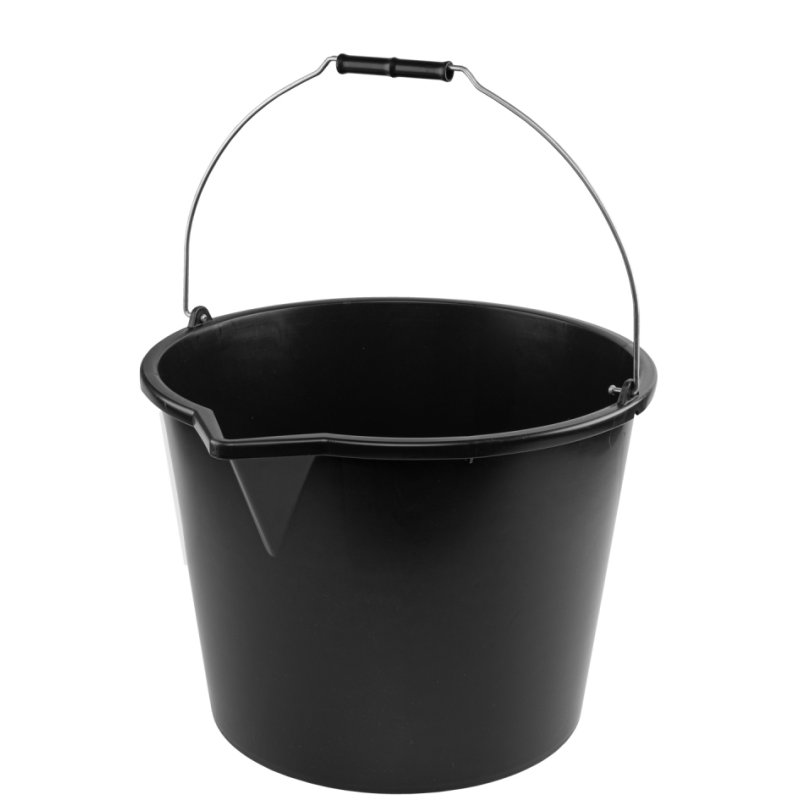 Bradas bouweimer, 16 liter, rond, met inhoudsschaal, zwart