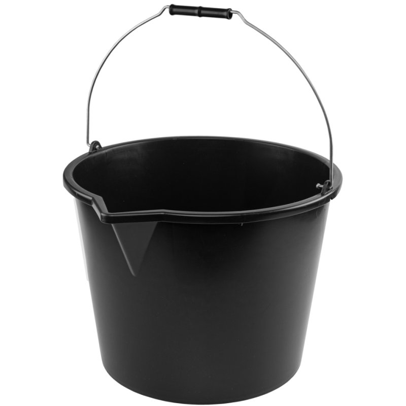 Bradas bouweimer, 16 liter, rond, met inhoudsschaal, zwart