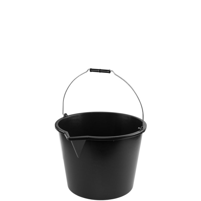 Bradas bouweimer, 16 liter, rond, met inhoudsschaal, zwart
