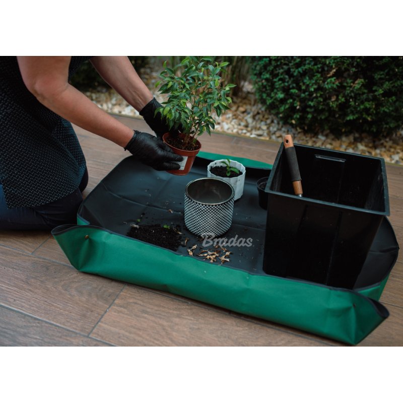 Bradas tapis de rempotage, 660×660 mm, vert/noir, étanche