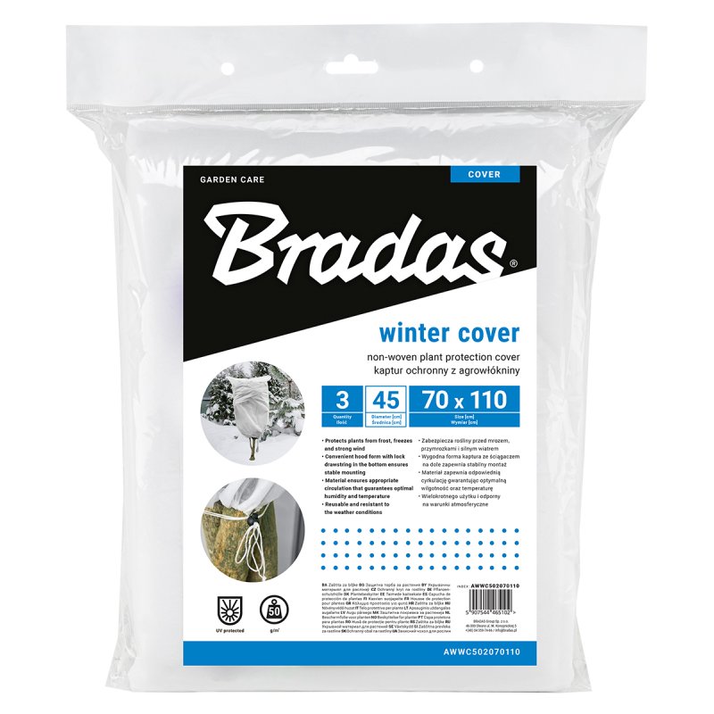 Bradas bonnet d'hiver 80, diamètre 800 mm, 1,25 × 2 m, blanc