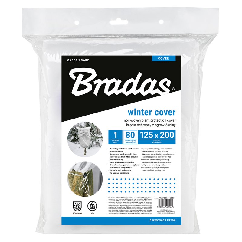 Bradas bonnet d'hiver 80, diamètre 800 mm, 1,25 × 2 m, blanc
