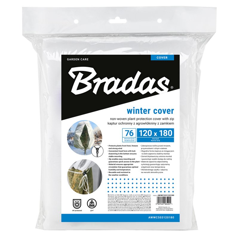 Bradas housse hivernale en non-tissé, diamètre 76 cm, blanc, 1,2 × 1,8 m