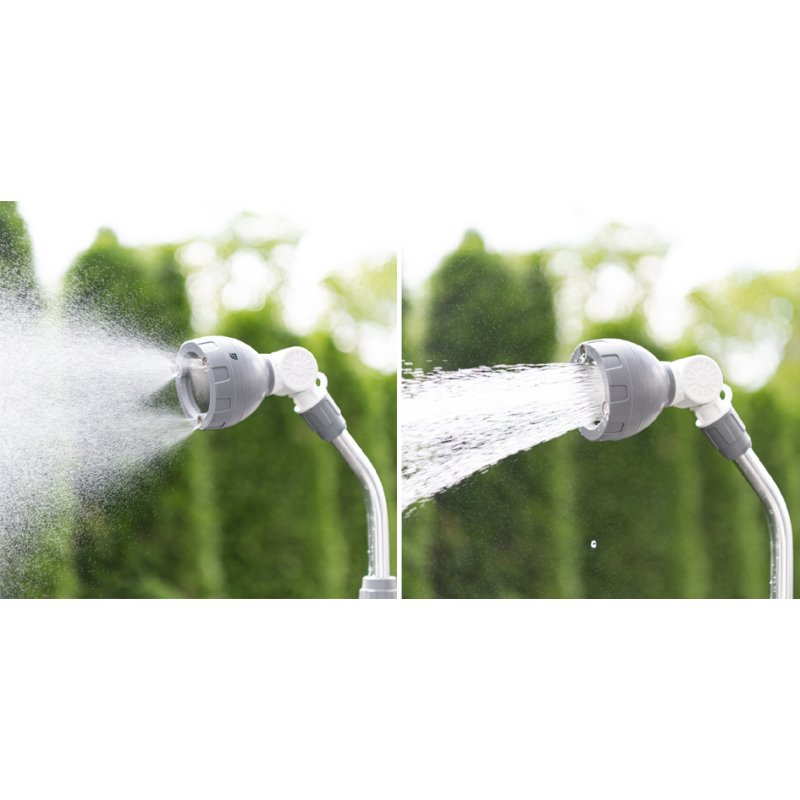 Bradas douche de jardin avec pied de sol, plastique/aluminium, blanc/gris