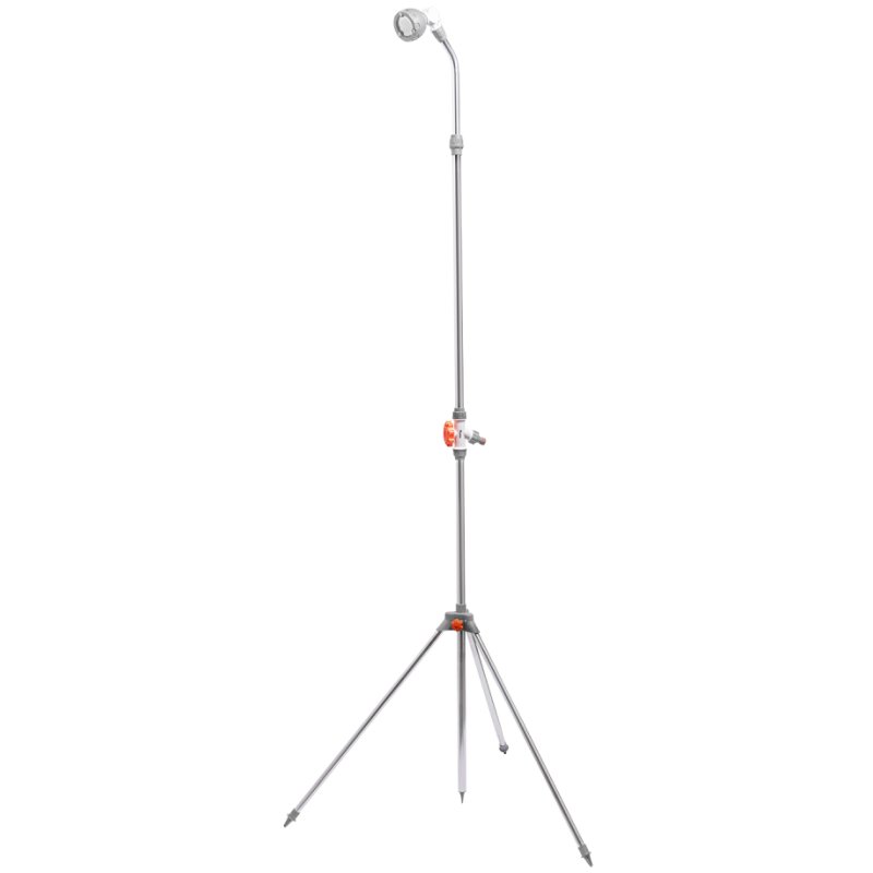 Bradas douche de jardin avec pied de sol, plastique/aluminium, blanc/gris
