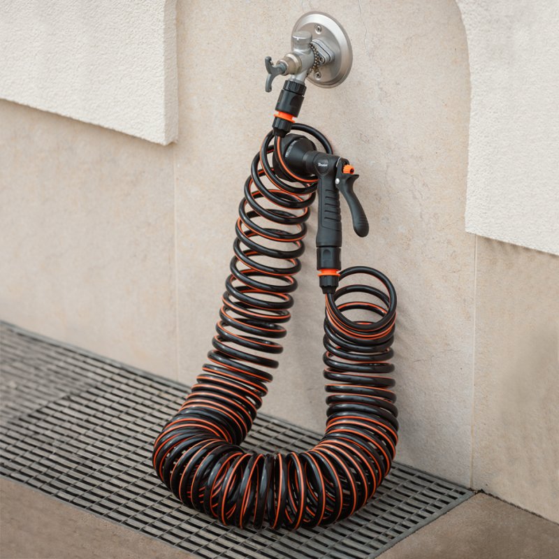 Bradas spiral garden hose SPRING FLEX, 15 m, black/orange