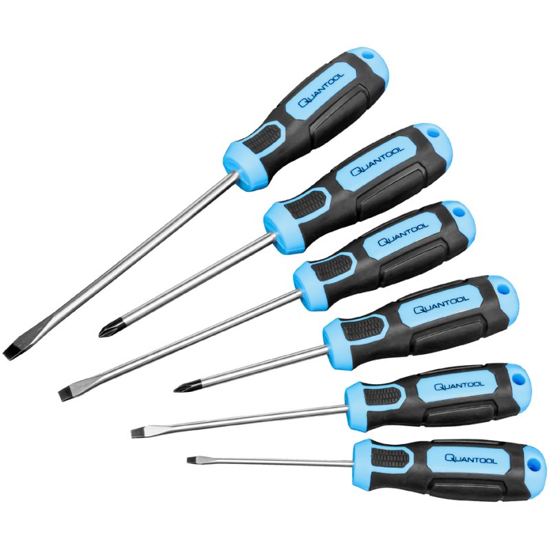 QUANTOOL jeu de tournevis 6 pièces, noir/bleu, acier CrV