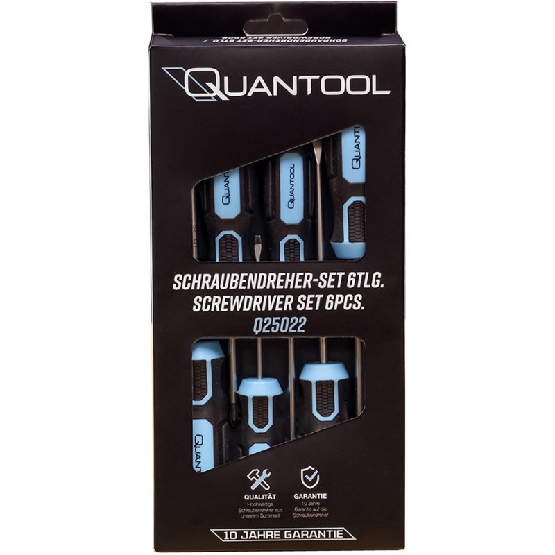QUANTOOL jeu de tournevis 6 pièces, noir/bleu, acier CrV