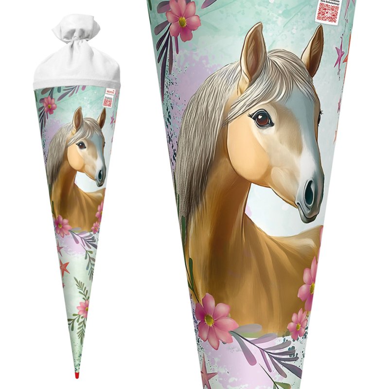 ROTH schoolzak Paard Bella, 850 mm, wollen manen, glitterrand