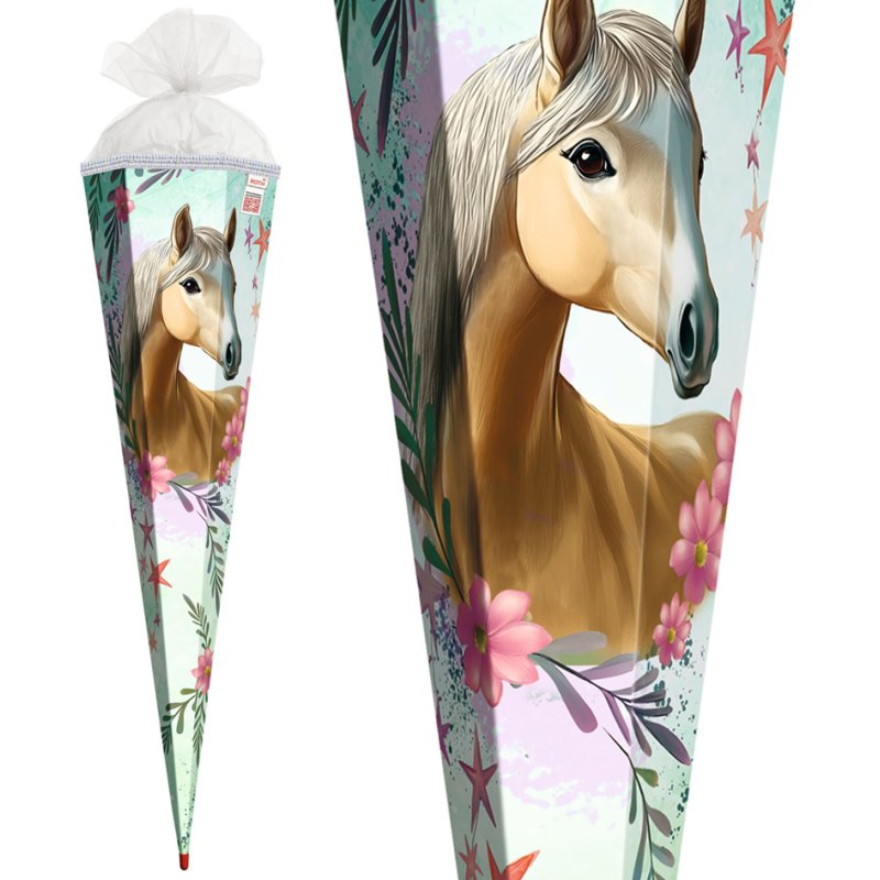ROTH schoolzak Paard Bella, 850 mm, wollen manen, glitterrand