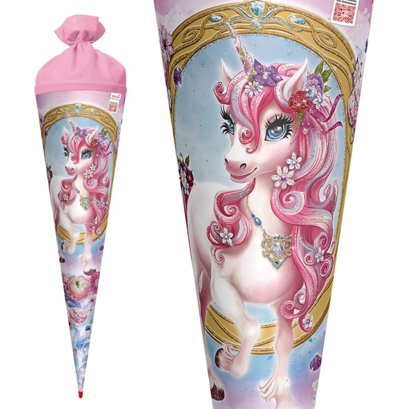 ROTH schoolzak Einhorn Beauty, roze, vierkant, 850 mm, tulsluiting met glitterrand