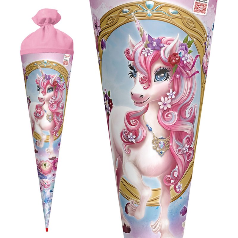 ROTH boîte cadeau scolaire Unicorn Beauty, rond, 700 mm, fermeture feutrée, paillettes