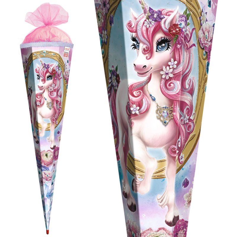 ROTH boîte cadeau scolaire Unicorn Beauty, rond, 700 mm, fermeture feutrée, paillettes