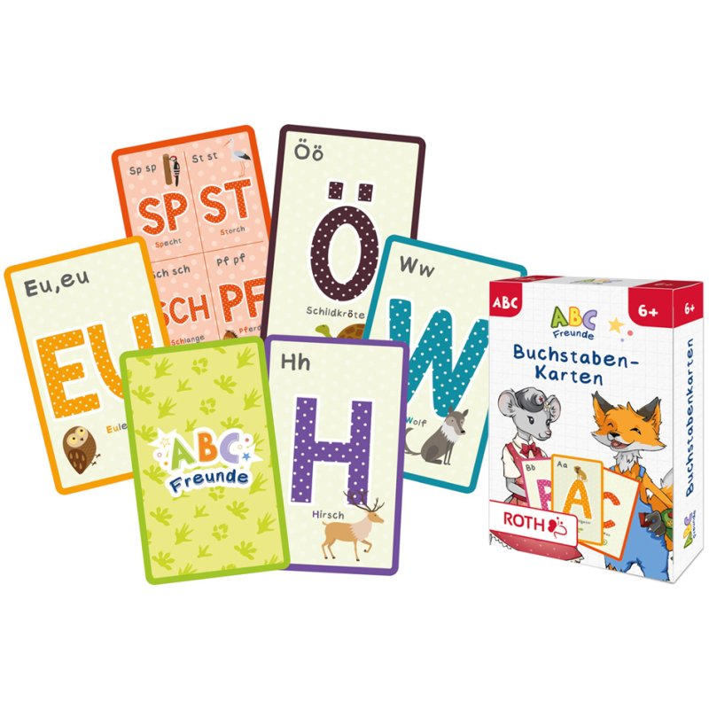 ROTH leerkaarten ABC-vrienden, meerkleurig, 34 kaarten per set, 18 sets in display