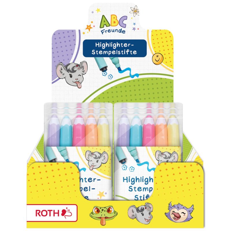 ROTH markeerstift-stempelstift ABC-Freunde, 5 pastelkleuren, 16 etuis