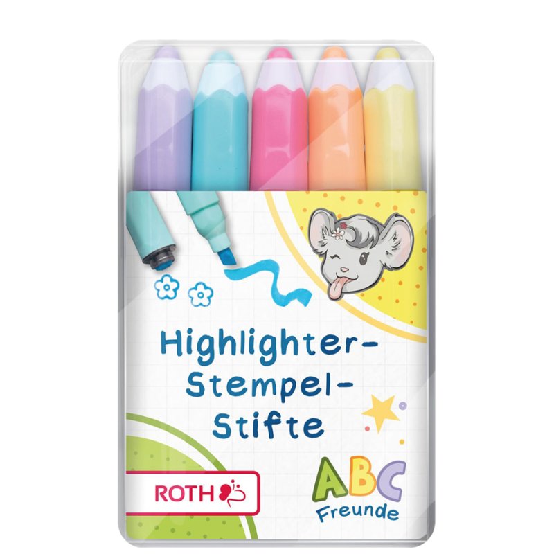 ROTH markeerstift-stempelstift ABC-Freunde, 5 pastelkleuren, 16 etuis
