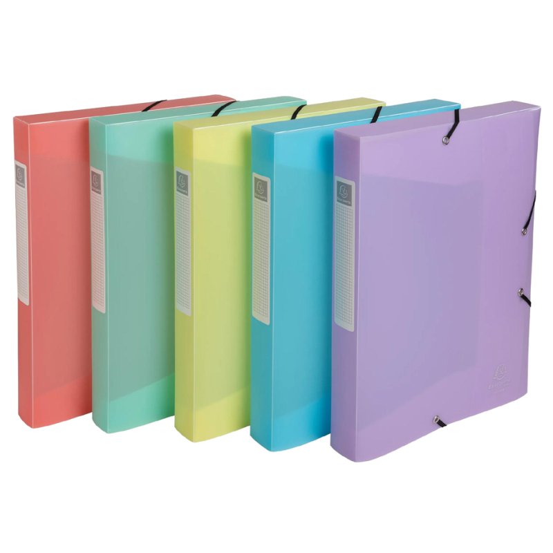EXACOMPTA boîte de rangement Chromaline Pastel, A4, PP avec élastique, 8 pièces