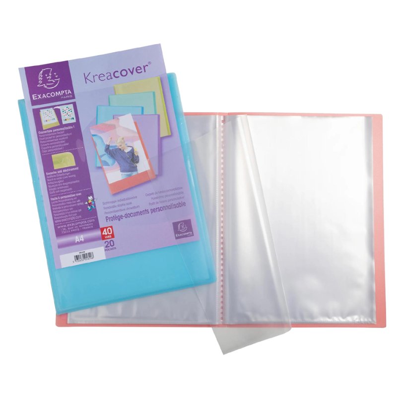 EXACOMPTA Chemise à fenêtre A4, PP, 40 pochettes, couleurs assorties