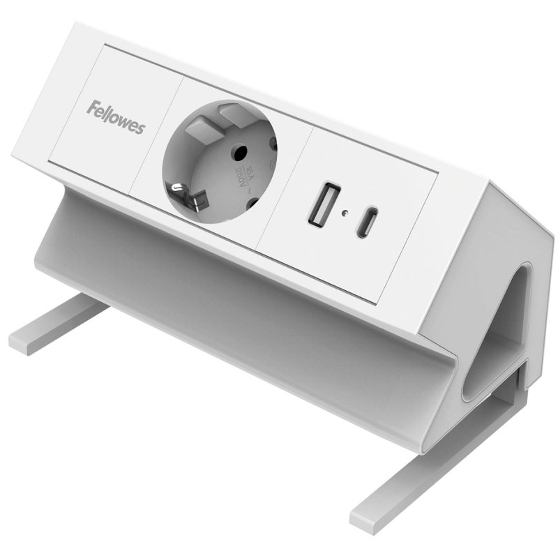 Fellowes desk power strip Power Desk, white, 1× socket + USB-A/C