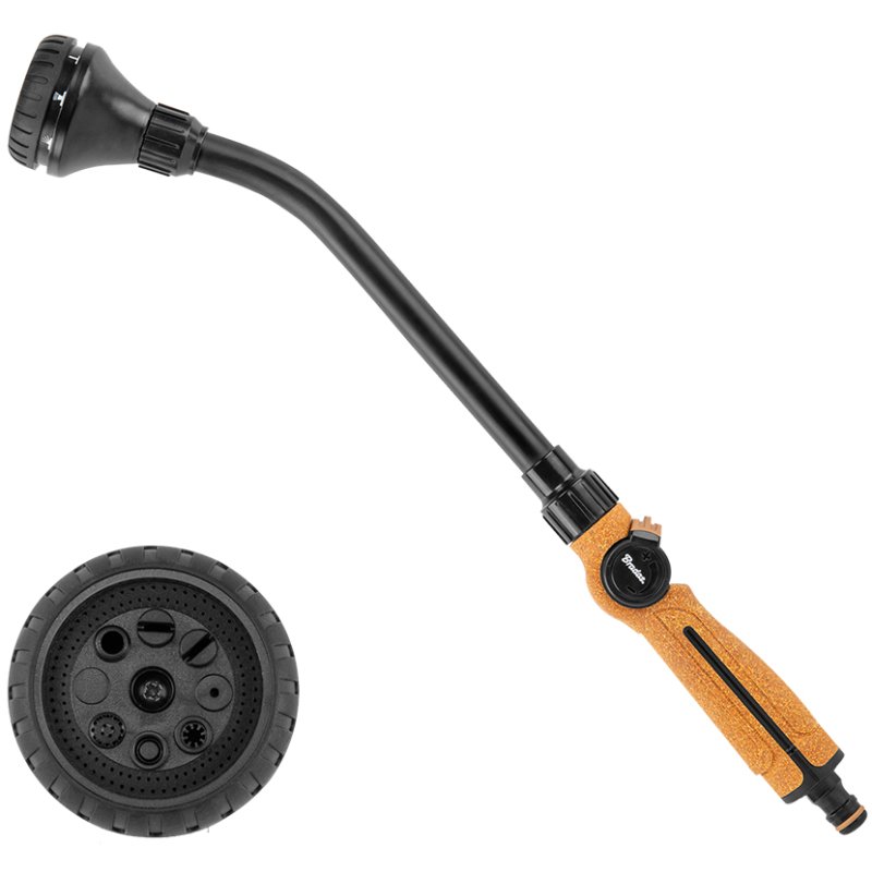 Bradas garden sprayer CORK LINE, 8 spray patterns, metal/cork, black/brown
