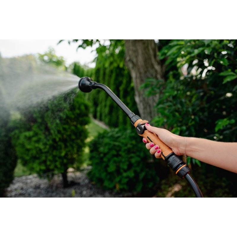 Bradas garden sprayer CORK LINE, 8 spray patterns, metal/cork, black/brown