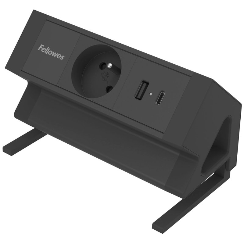 Fellowes bloc multiprise de bureau Power Desk, 1x prise, 1x USB-A, 1x USB-C