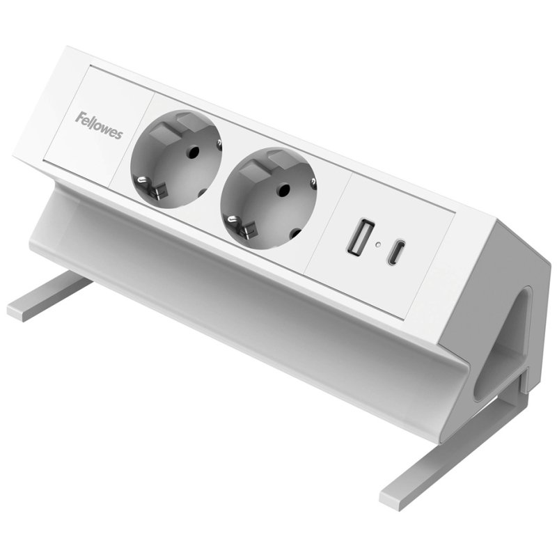 Fellowes power strip Power Desk 2, 2 sockets + USB, white