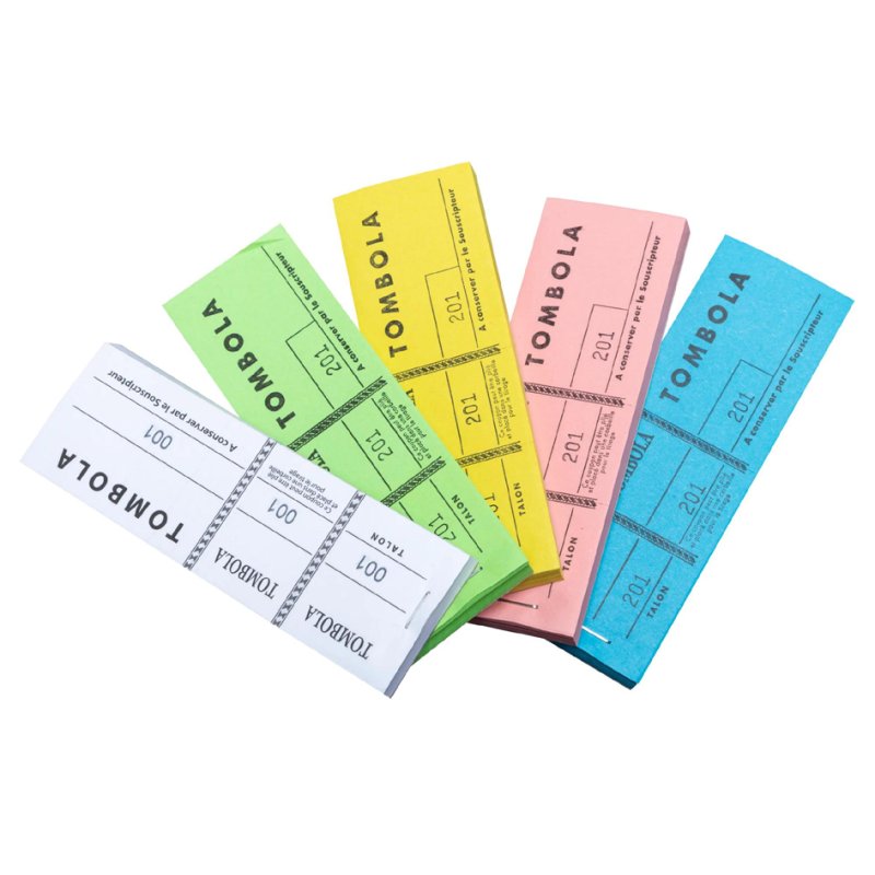EXACOMPTA bloc tombola 96500E, 48×150 mm, numéroté 1-1000, couleurs assorties