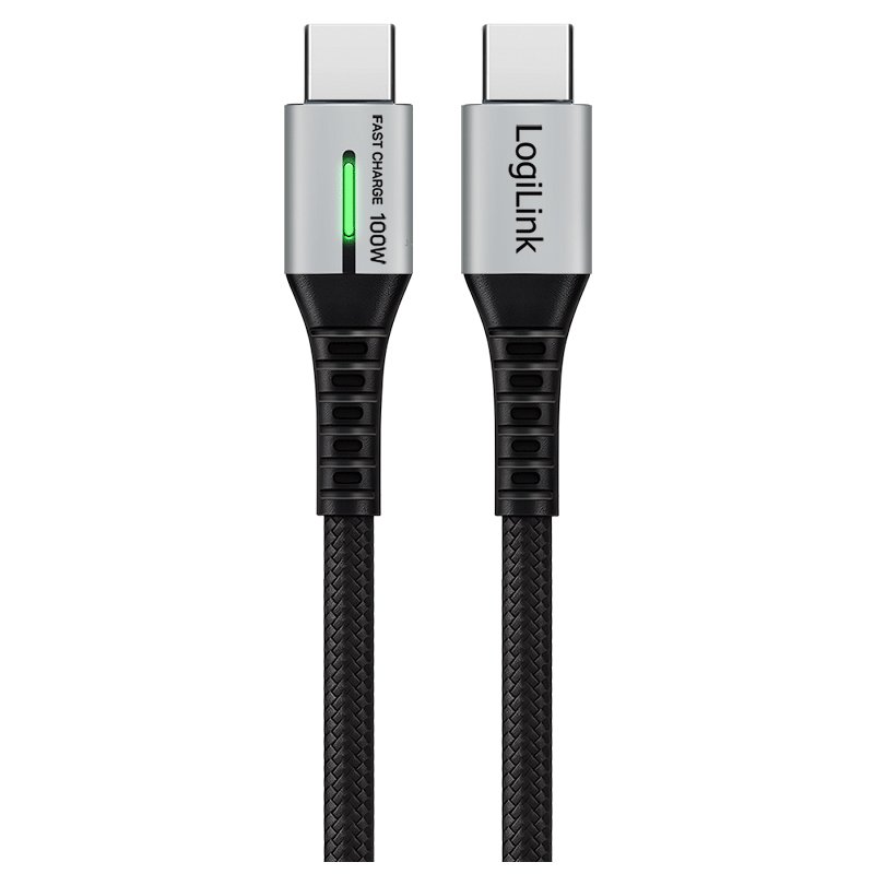 LogiLink USB 2.0 cable USB-C to USB-C, LED indication, black, 1.0 m