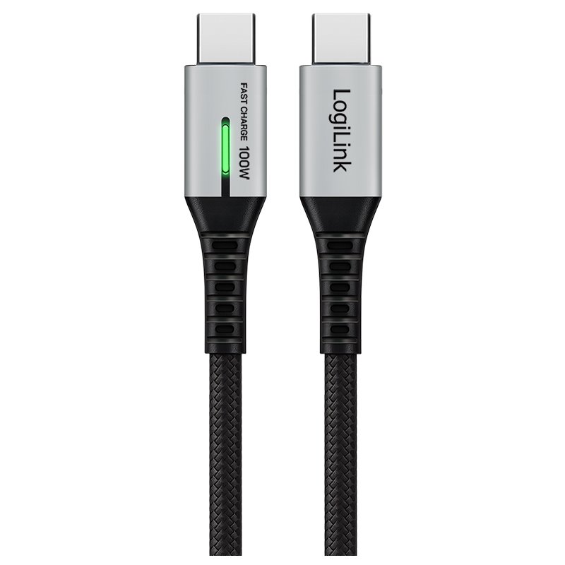 LogiLink USB 3.2 cable with LED, USB-C to USB-C, 2.0 m, black
