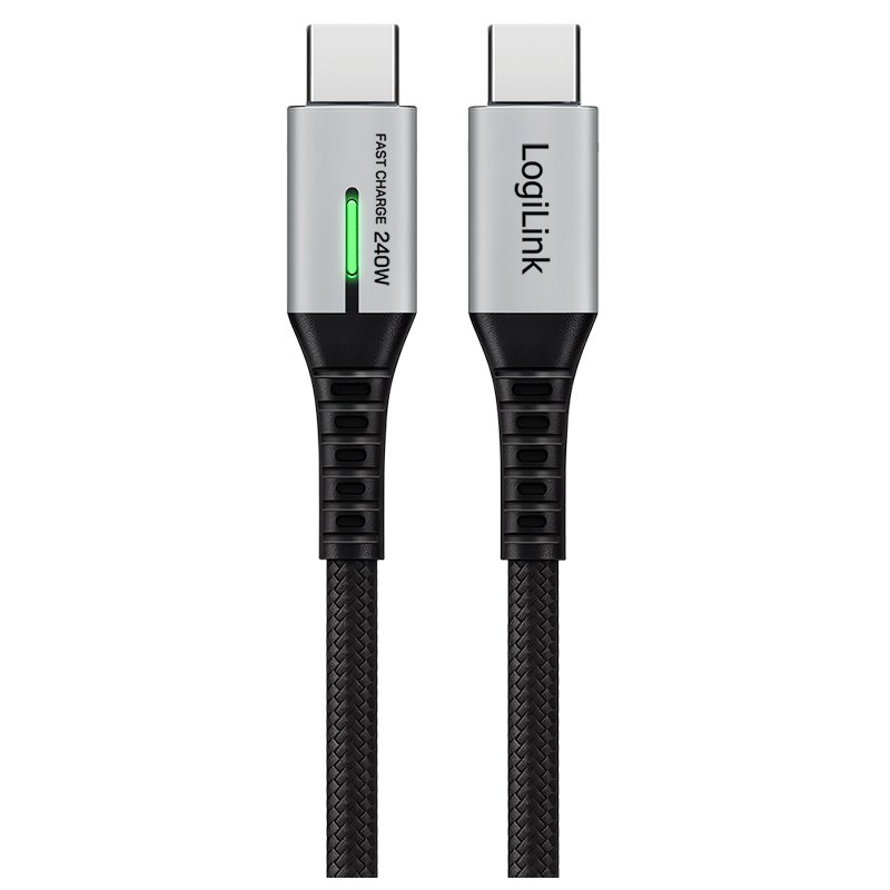 LogiLink USB 3.2 cable with LED, USB-C to USB-C, 1.0 m, black