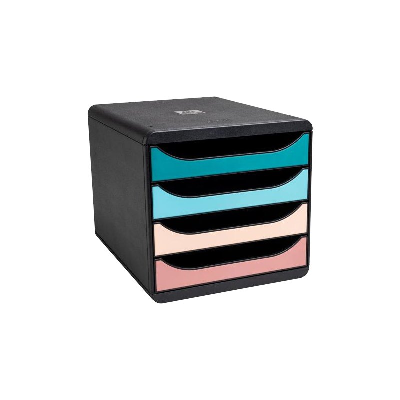 EXACOMPTA boîte à tiroirs Big Box Skandi, 4 tiroirs, DIN A4+, noir/coloré