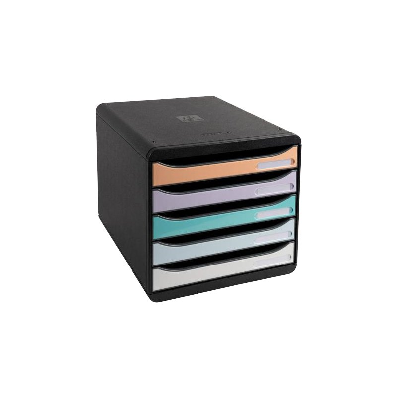 EXACOMPTA drawer unit BIG-BOX Aquarel, 5 drawers, black with pastel