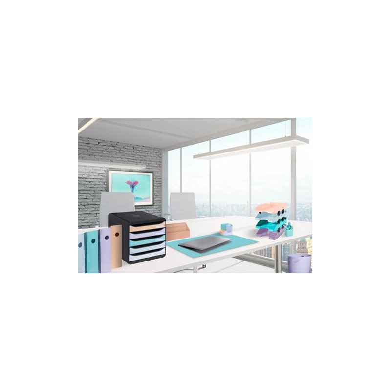 EXACOMPTA drawer unit BIG-BOX Aquarel, 5 drawers, black with pastel
