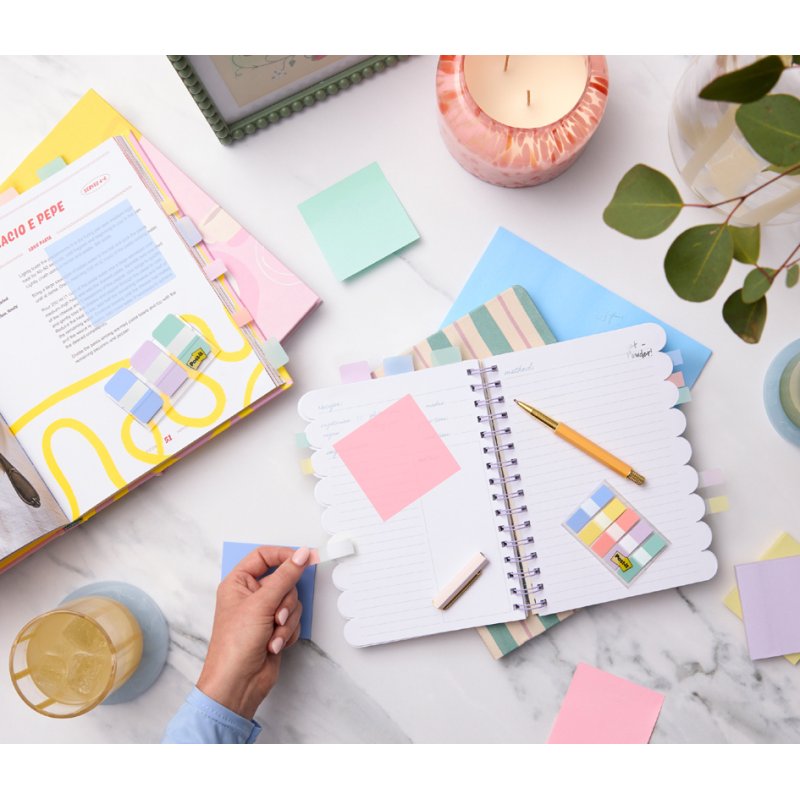 Post-it Super Sticky bloc-notes adhésifs, 15×50 mm, 5 couleurs pastel, 5 blocs