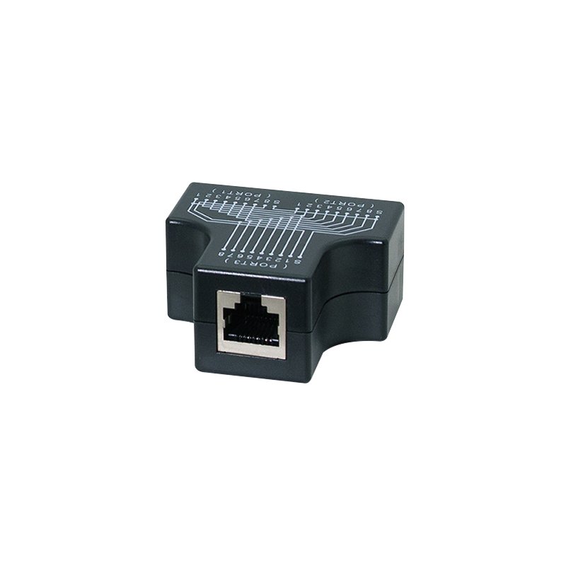 LogiLink Professional RJ45 T-adapter, 1x to 2x RJ45, shielded, black