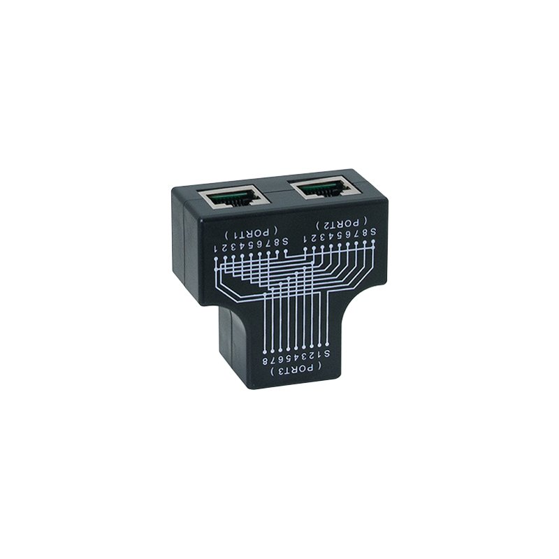 LogiLink Professional RJ45 T-adapter, 1x to 2x RJ45, shielded, black