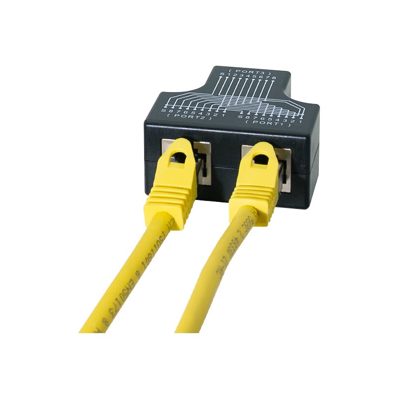LogiLink Professional RJ45 T-adapter, 1x to 2x RJ45, shielded, black
