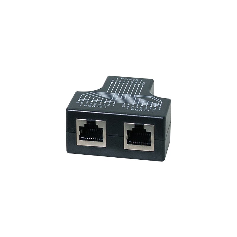 LogiLink Professional RJ45 T-adapter, 1x to 2x RJ45, shielded, black