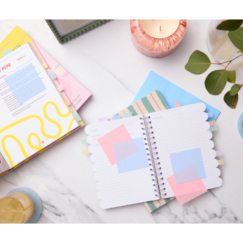 Post-it notes autocollantes transparent, 73×73 mm, transparent-bleu, 36 feuilles