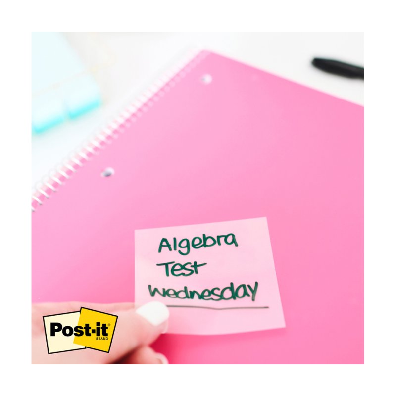 Post-it notes autocollantes transparent, 73×73 mm, transparent-bleu, 36 feuilles