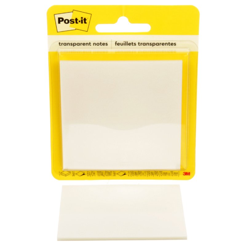 Post-it notes repositionnables transparentes, 73×73 mm, 12 blocs