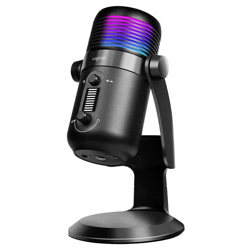 LogiLink USB microphone with RGB light, cardioid, black