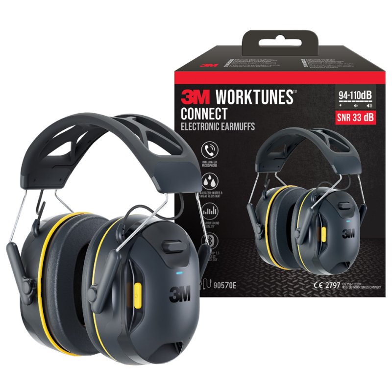 3M WorkTunes Connect gehoorbescherming, Bluetooth, 33 dB reductie, 40 uur batterij
