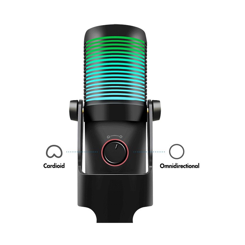 LogiLink Microphone, USB avec éclairage RGB, cardioïde/omnidirectionnel